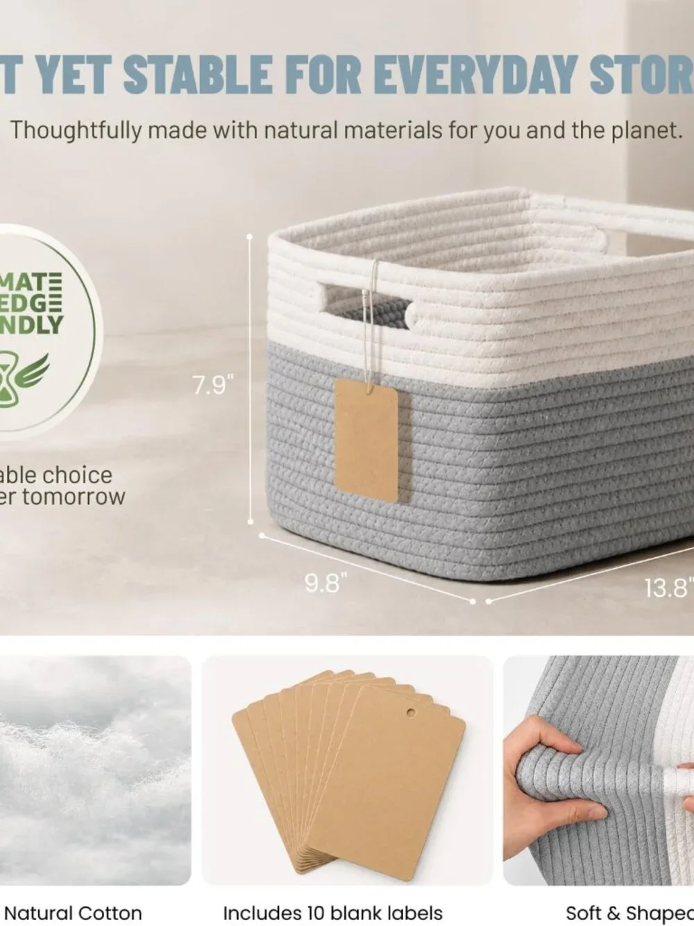 New 5 Pack Woven Storage Baskets, Decorative Storage Bins for Organizing | 13.8